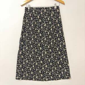 Black Cream Ditsy‎ Floral Midi Skirt Dark Floral Cottagecore Romantic boho